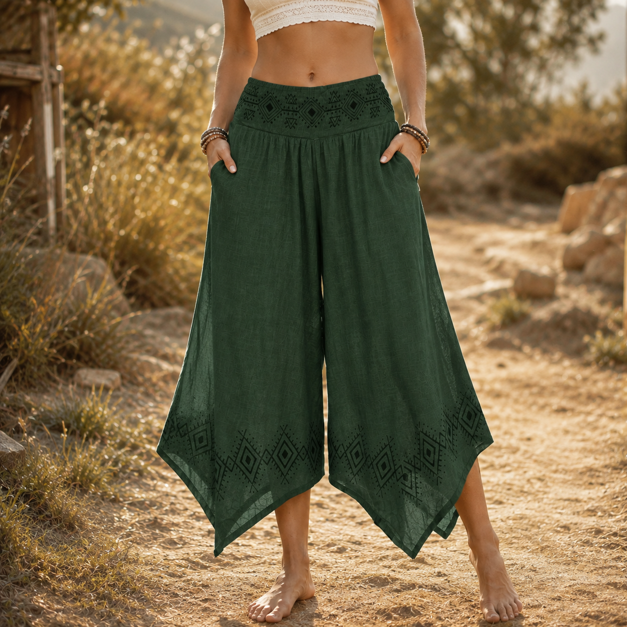 Radha Cotton Pants - Forest