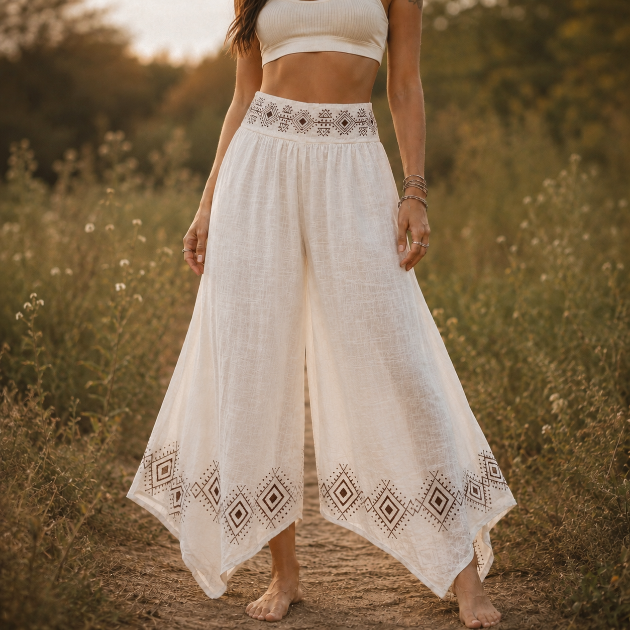 Radha Cotton Pants - Warm cream