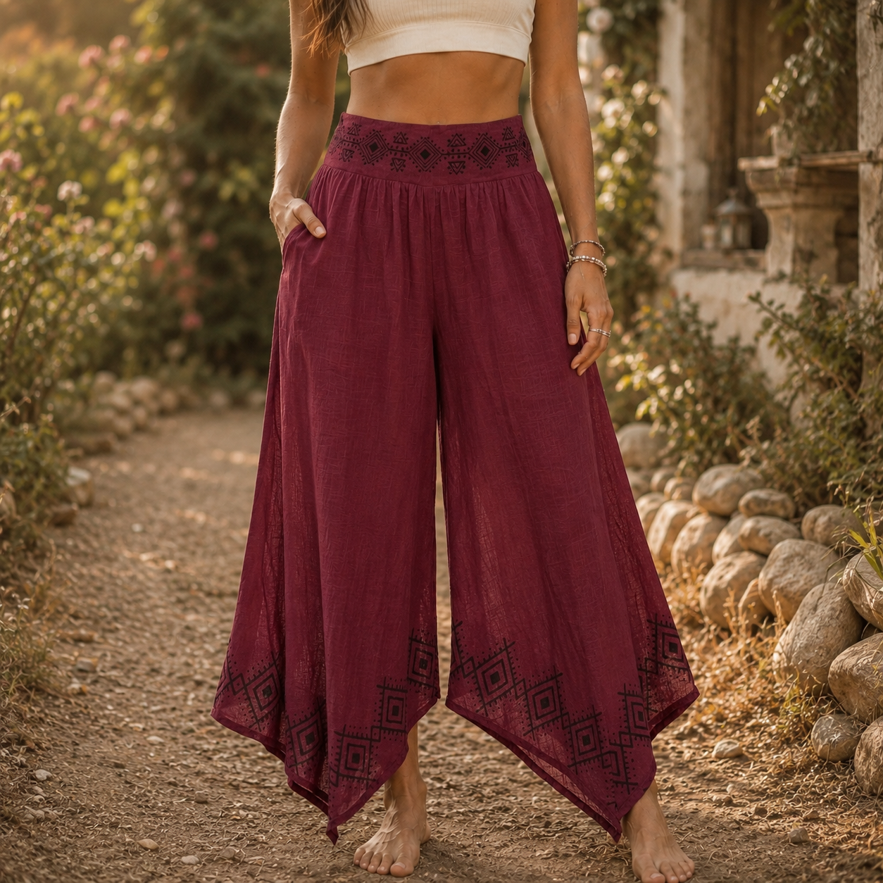 Radha Cotton Pants - Mulberry Berry