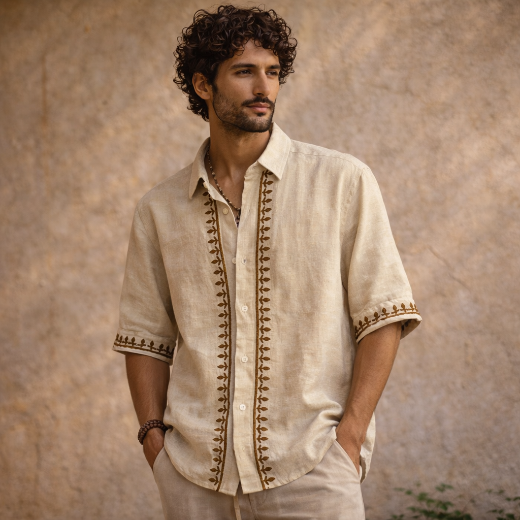 Rahgir Cotton Unisex Shirt - Warm Cream