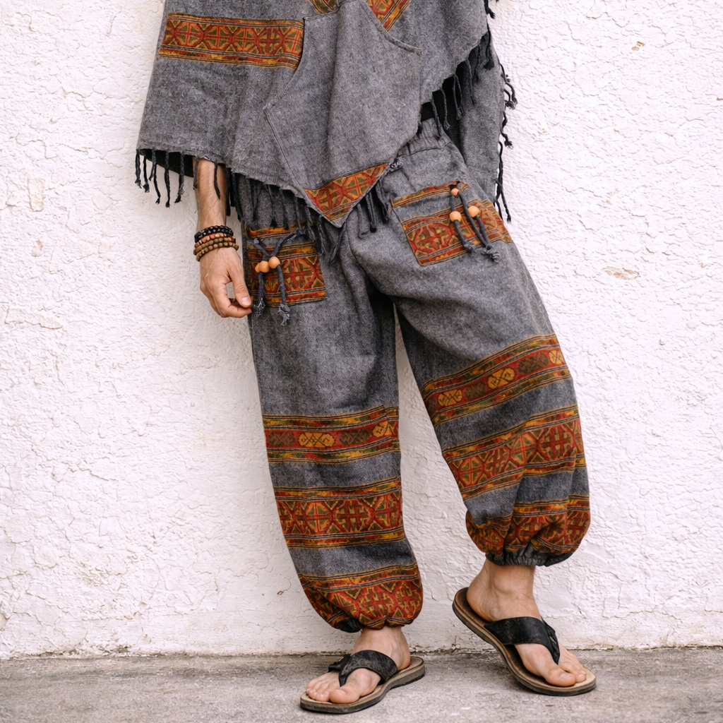 Combo Set - 3 Patti Poncho + 3 Patti Pants (Grey)