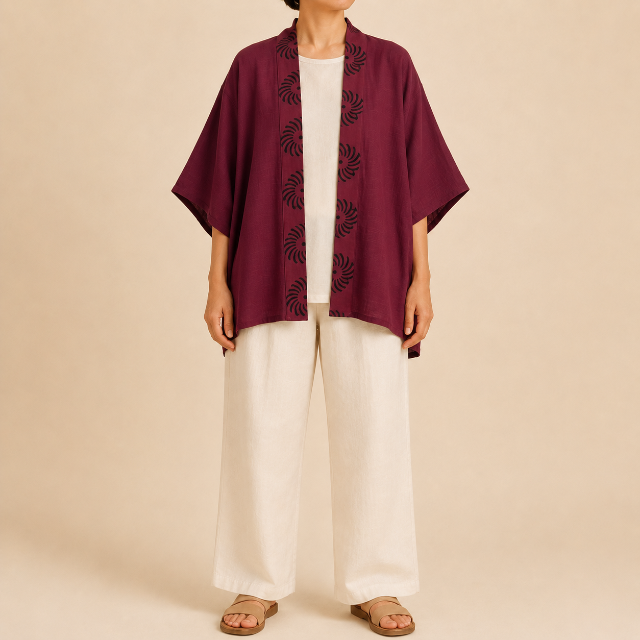 Arika Cotton Shrug- Berry Wine
