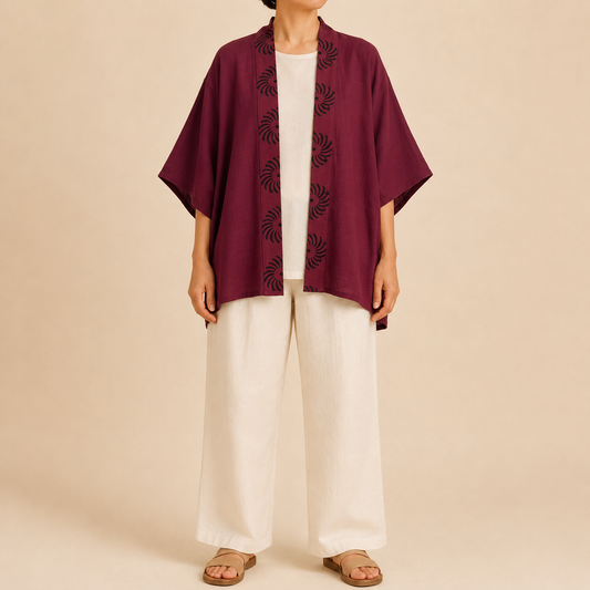 Arika Cotton Shrug- Berry Wine