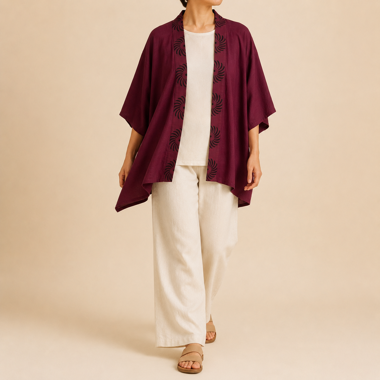 Arika Cotton Shrug- Berry Wine