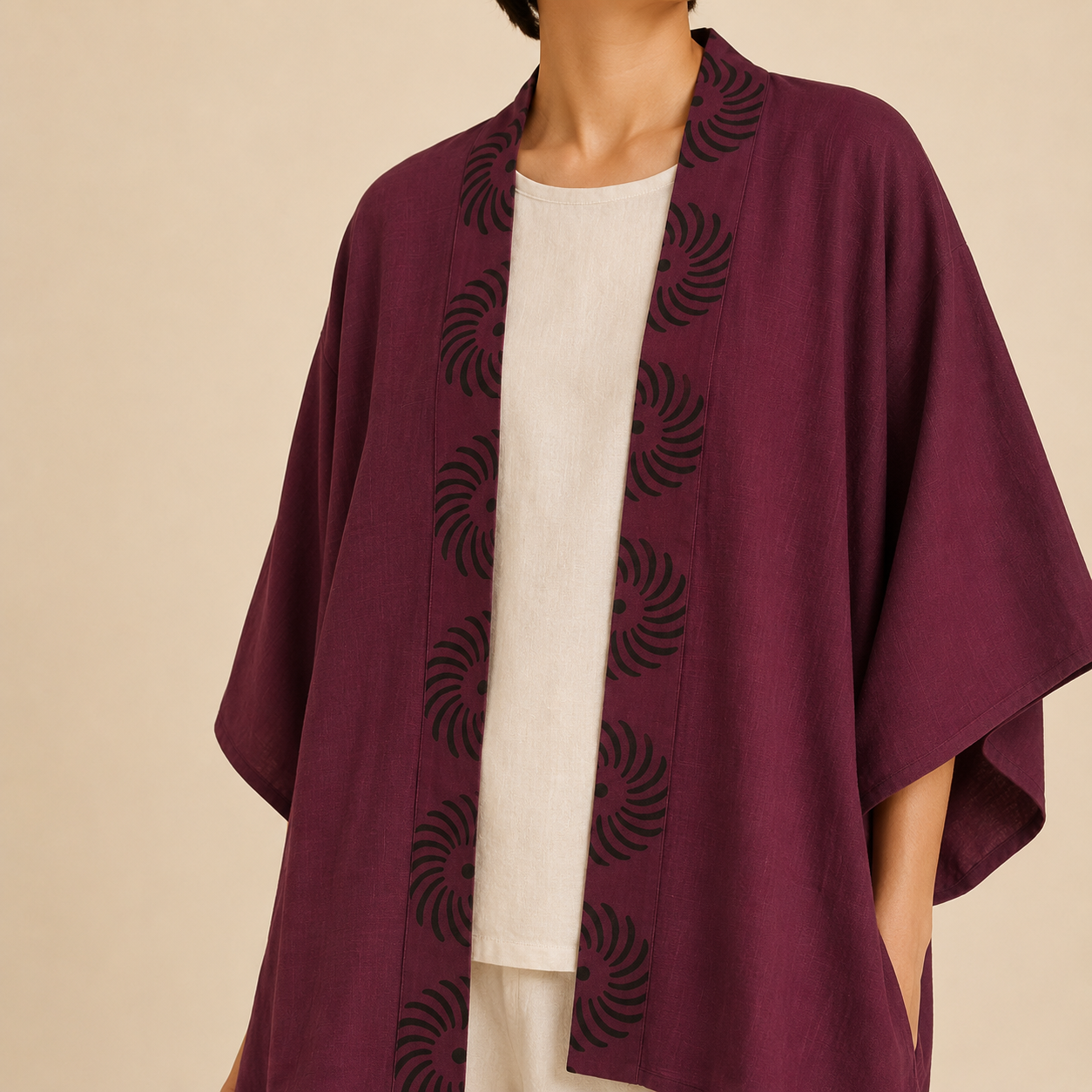 Arika Cotton Shrug- Berry Wine