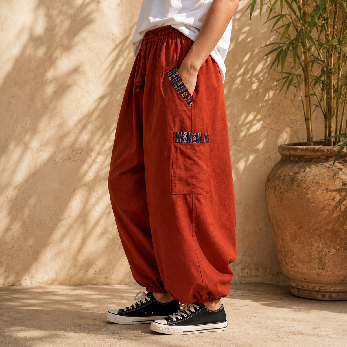 Pahadi Chakra Pants - Rust Orange