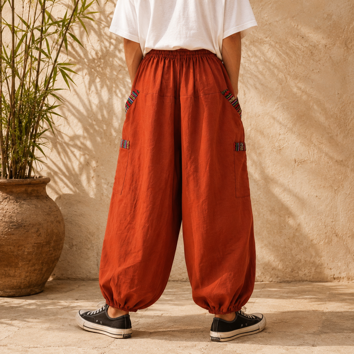 Pahadi Chakra Pants - Rust Orange