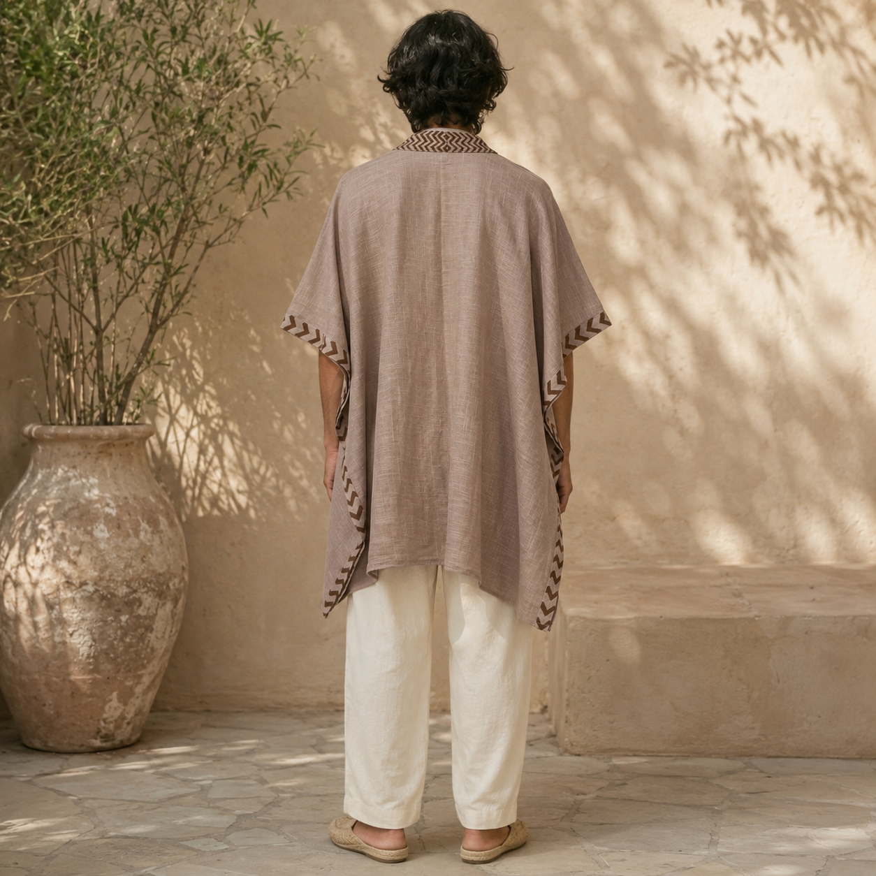 Karwaan Kaftan Cotton Shrug - Light Sand