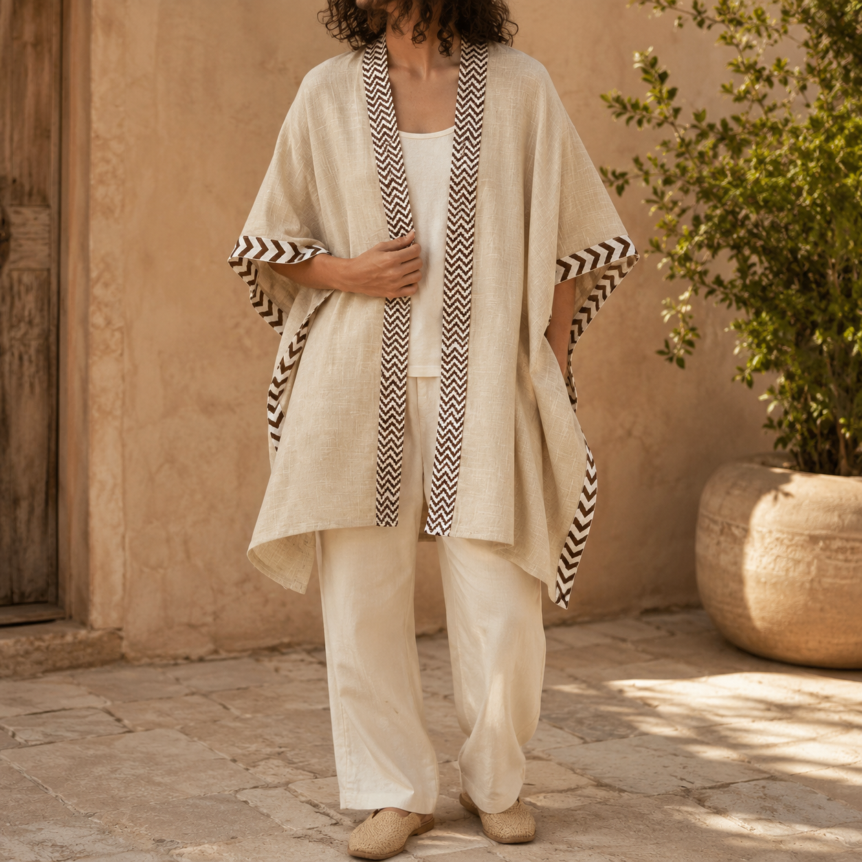 Karwaan Cotton Shrug - Warm Cream