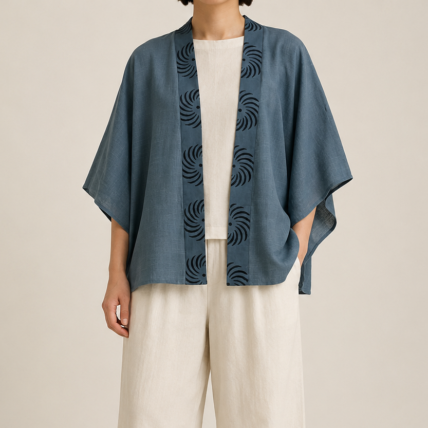 Arika Cotton Shrug- Teal Blue