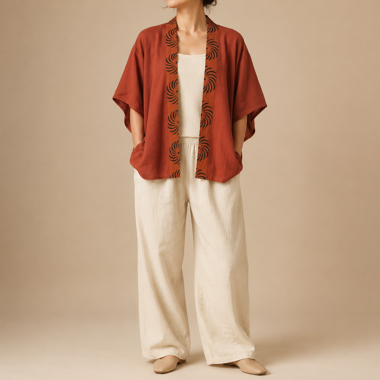Arika Cotton Shrug- Rust Orange