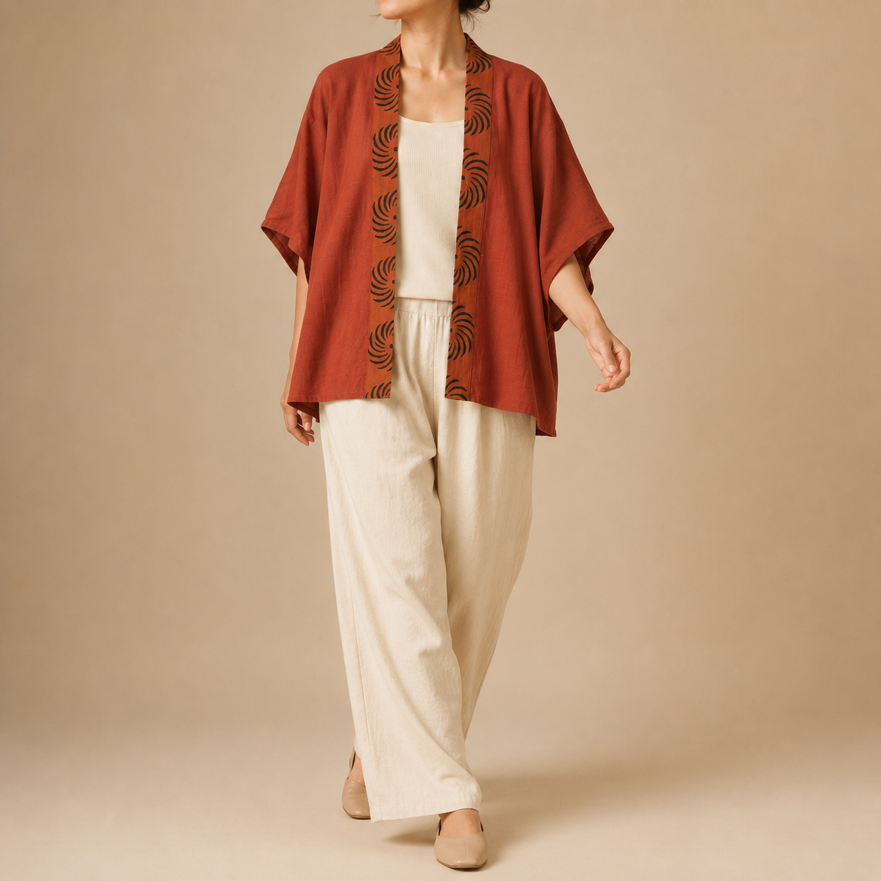 Arika Cotton Shrug- Rust Orange