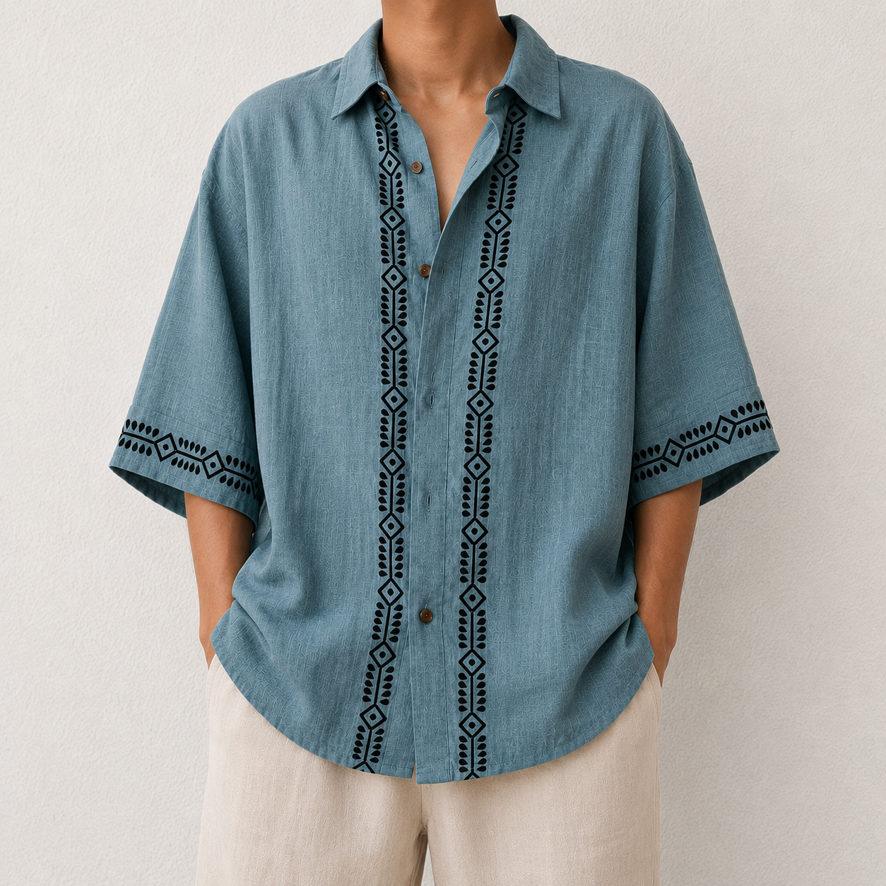 Rahgir Cotton Oversize Shirt 2.0 -Teal Blue