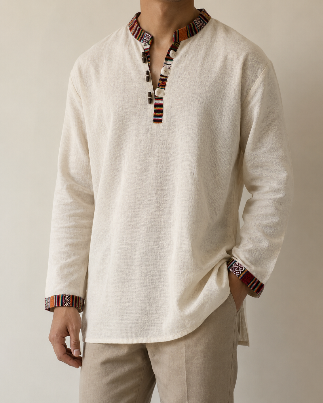 Nepali Kurta - Cream