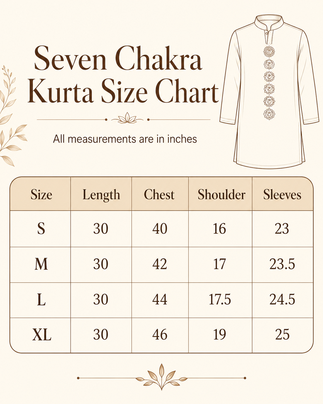 7 Chakra Kurta -Black (White Chakra)