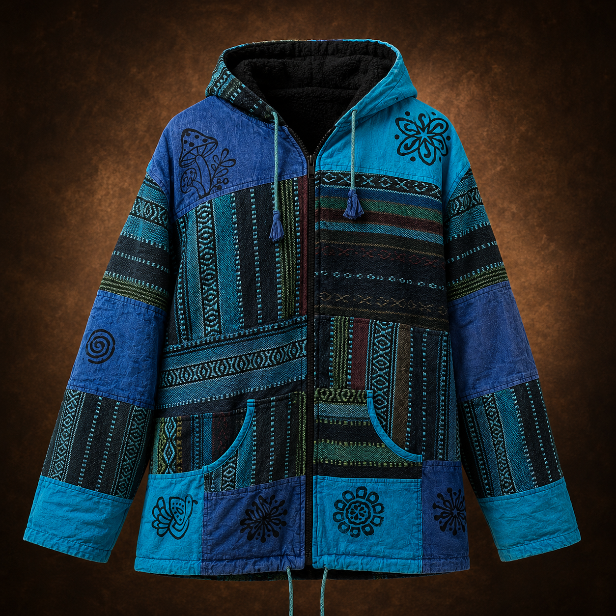 Pahadi Thread Jacket- Sea