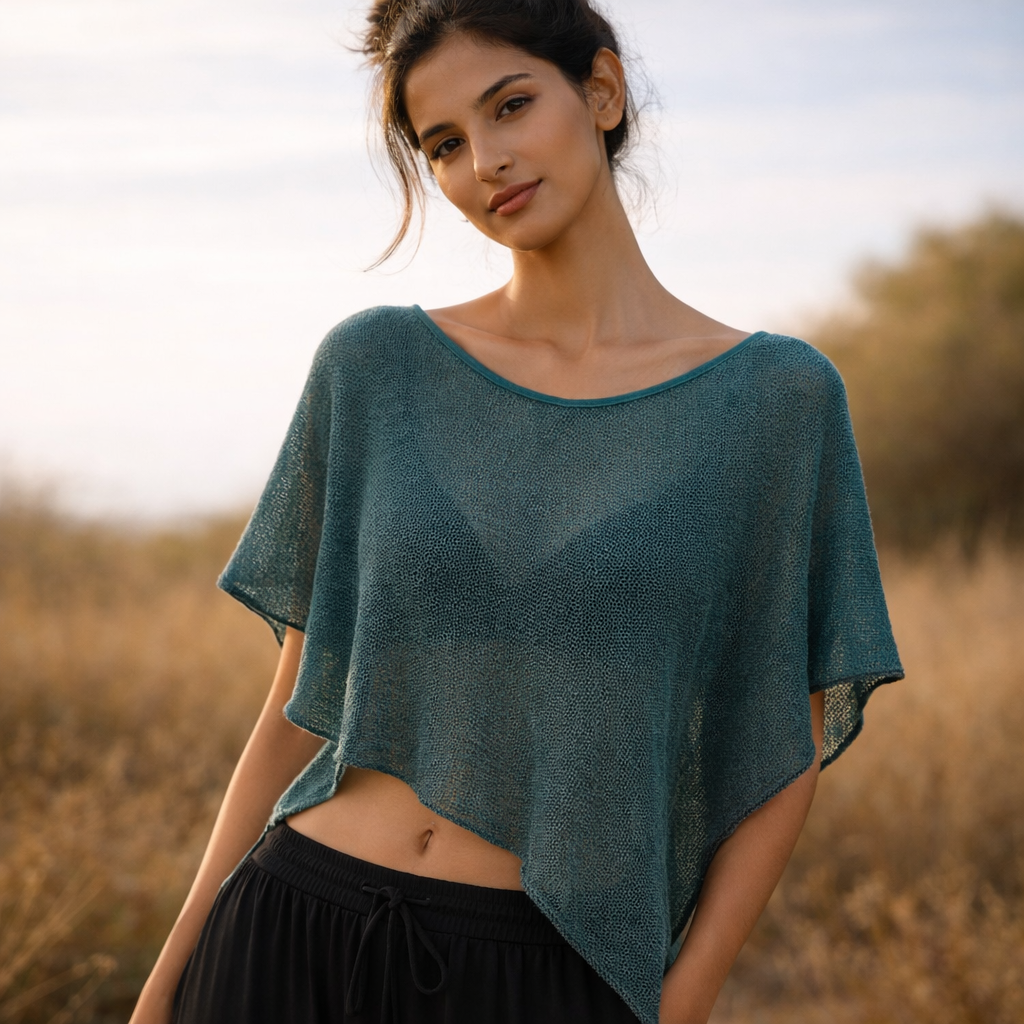 Shayra Cotton Top - Ocean Teal