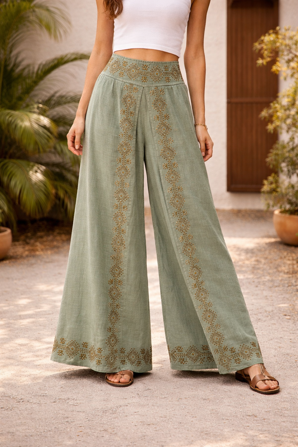 Mastani Cotton Pant- Sage Green