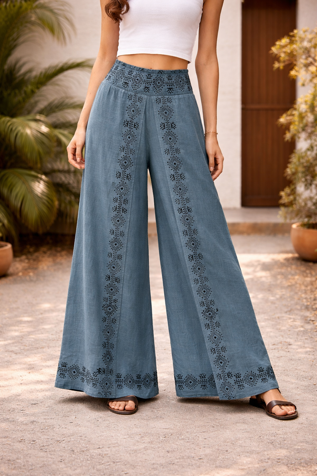 Mastani Cotton Pant- Teal Blue