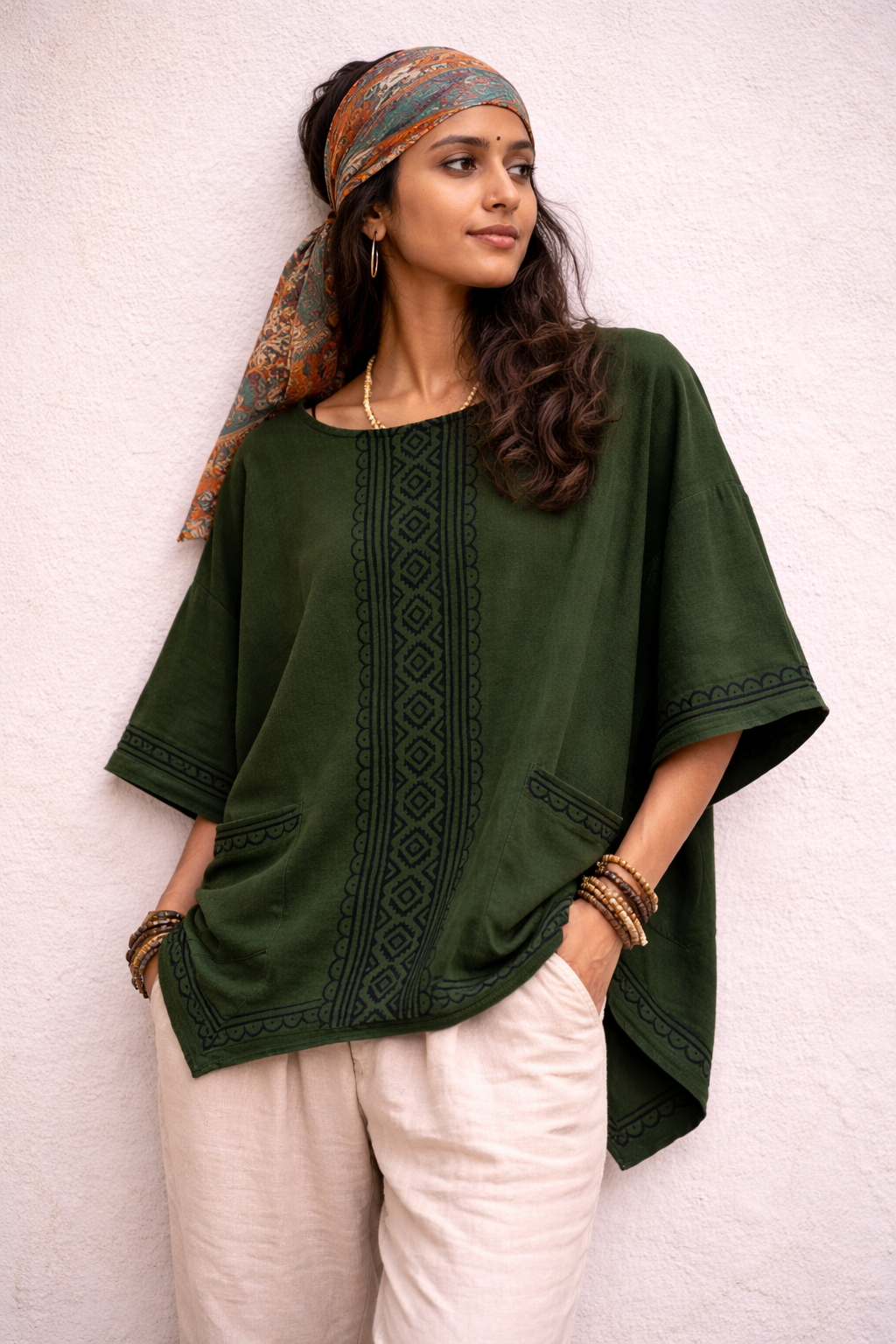 Bairan Cotton Top- Forest Green