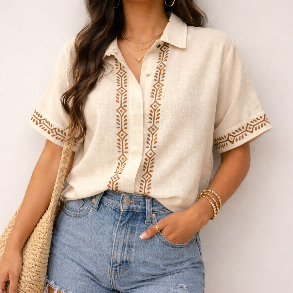 Rahgir Cotton Unisex Shirt - Warm Cream