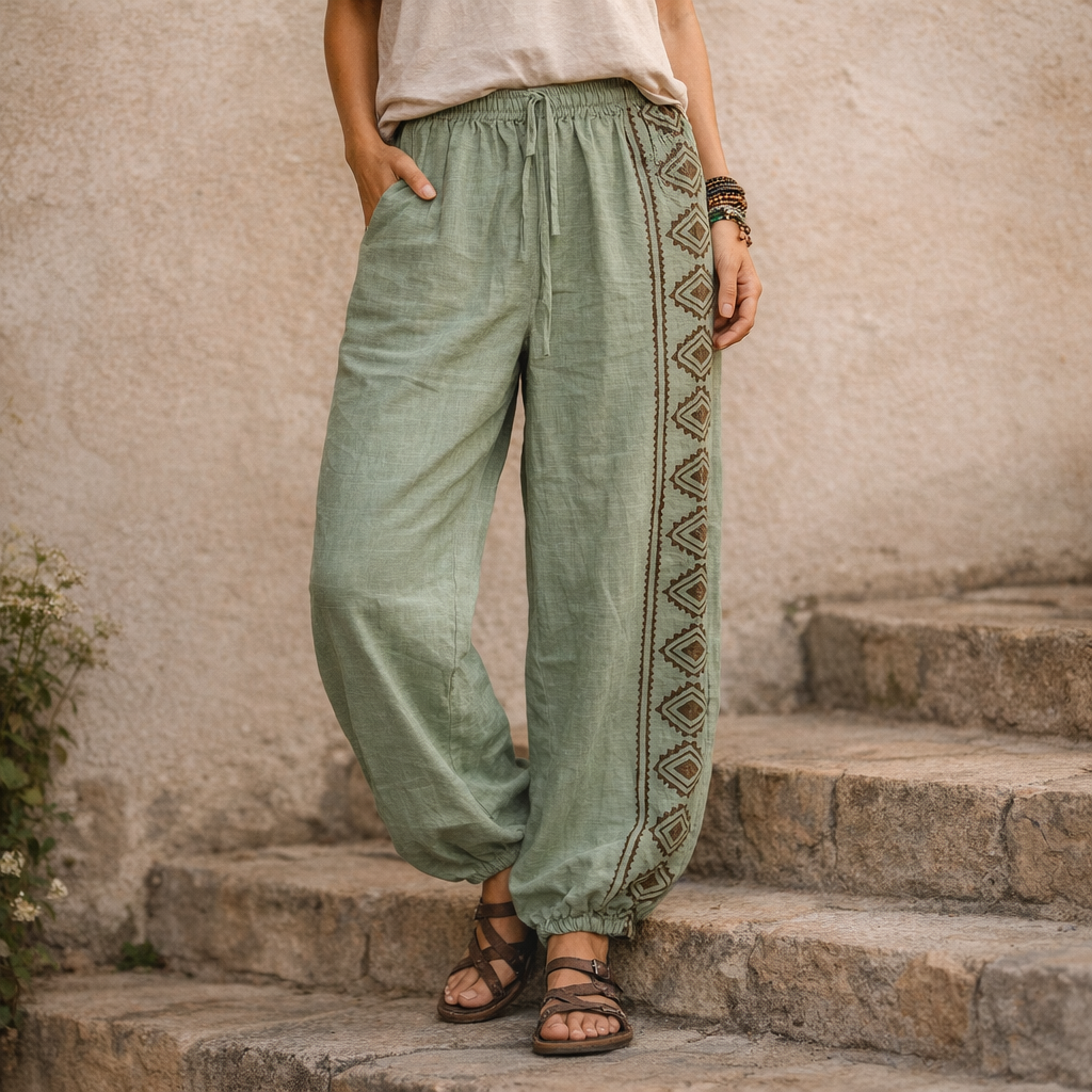 Moksha Cotton Pant- Sage Green