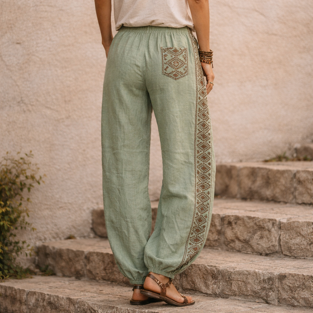Moksha Cotton Pant- Sage Green