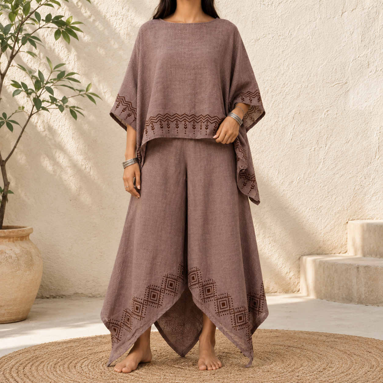 MiMi Cotton Co-ord Set - Light Sand