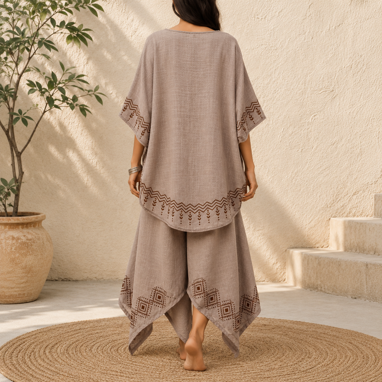MiMi Cotton Co-ord Set - Light Sand