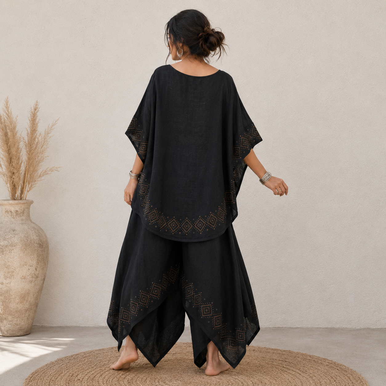 MiMi Cotton Co-ord Set - Midnight Black
