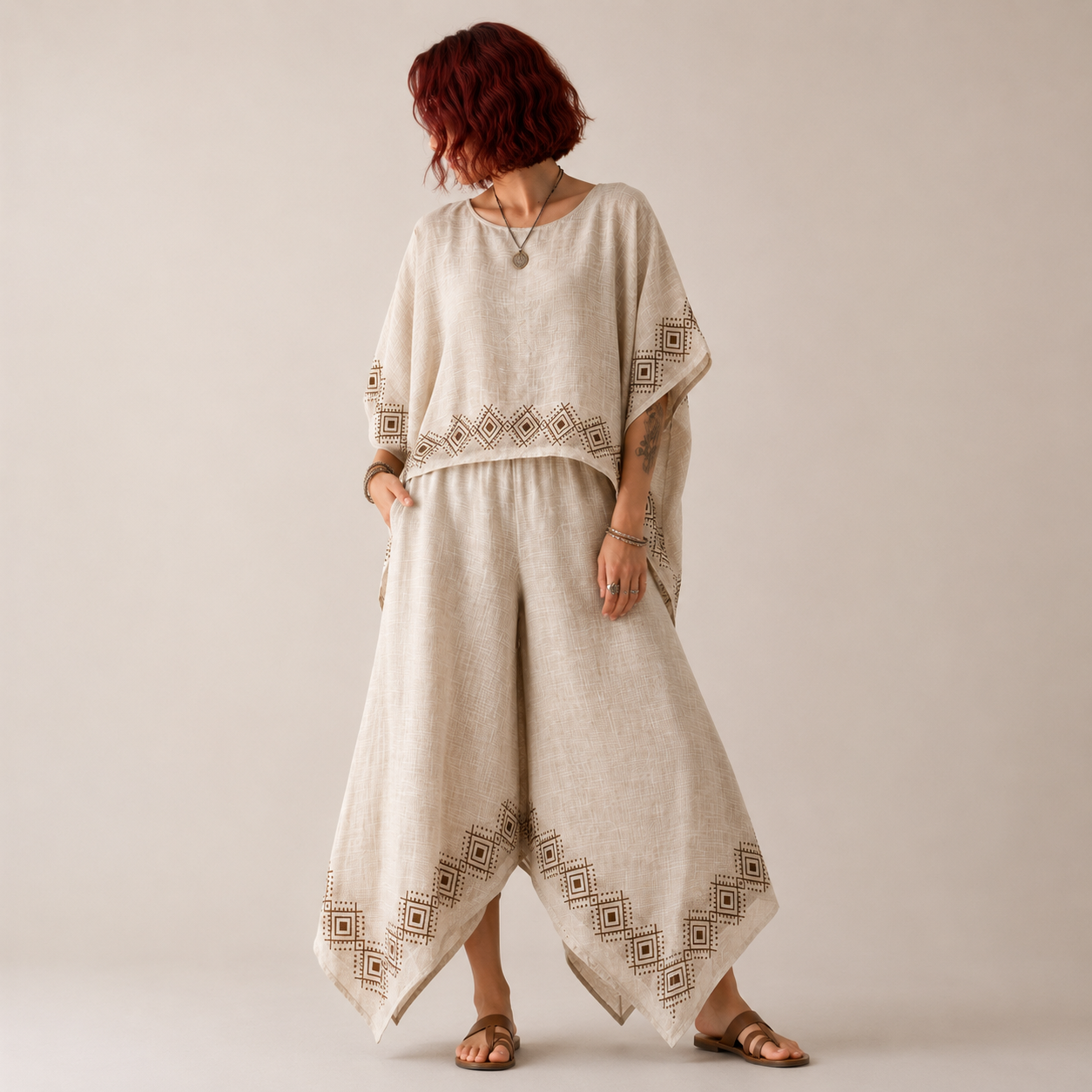 MiMi Cotton Co-ord Set - Warm Cream