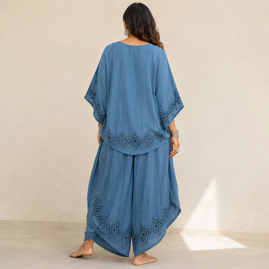 MiMi Cotton Co-ord Set - Teal Blue