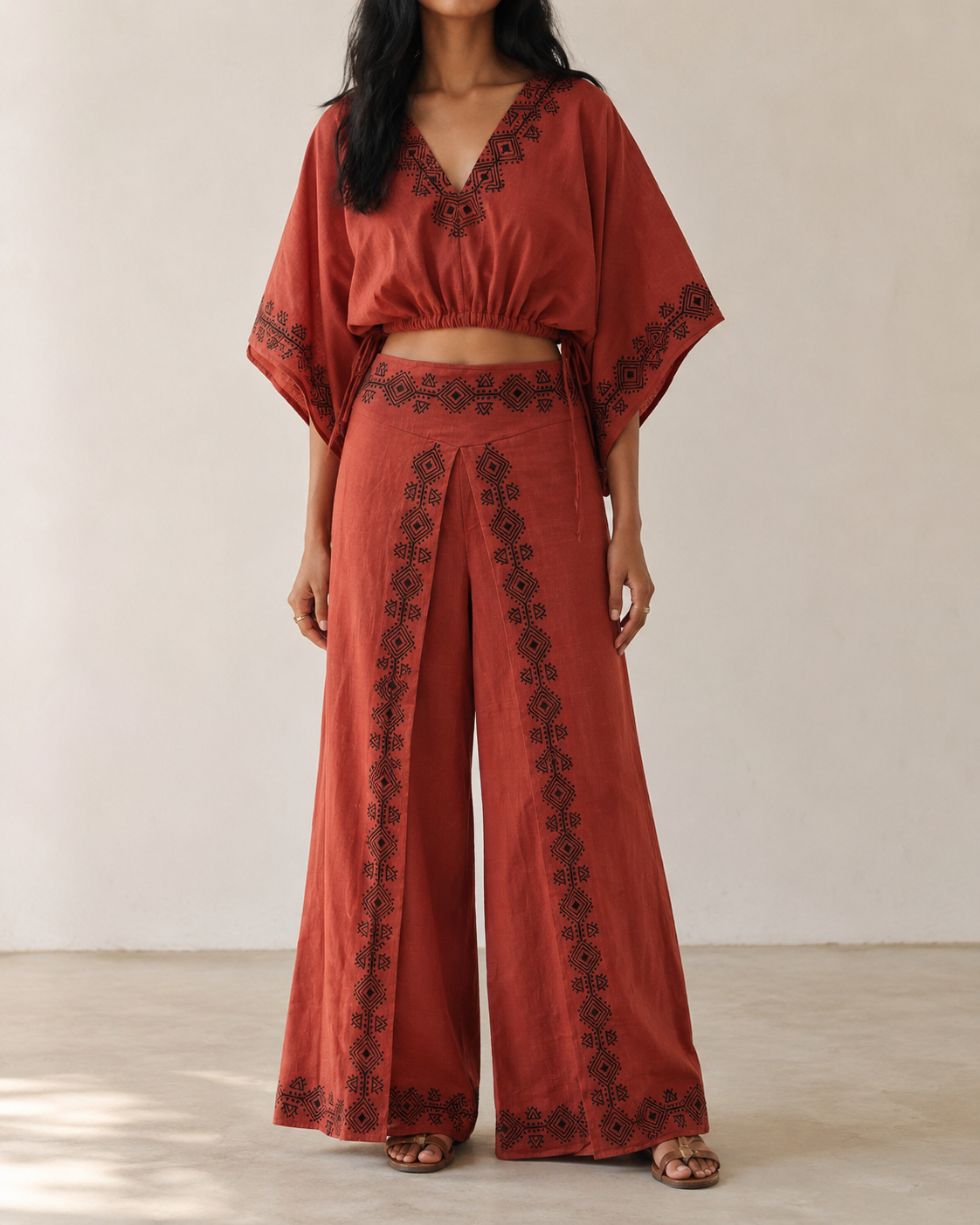 Zayra Co-ord Set- Rust Orange