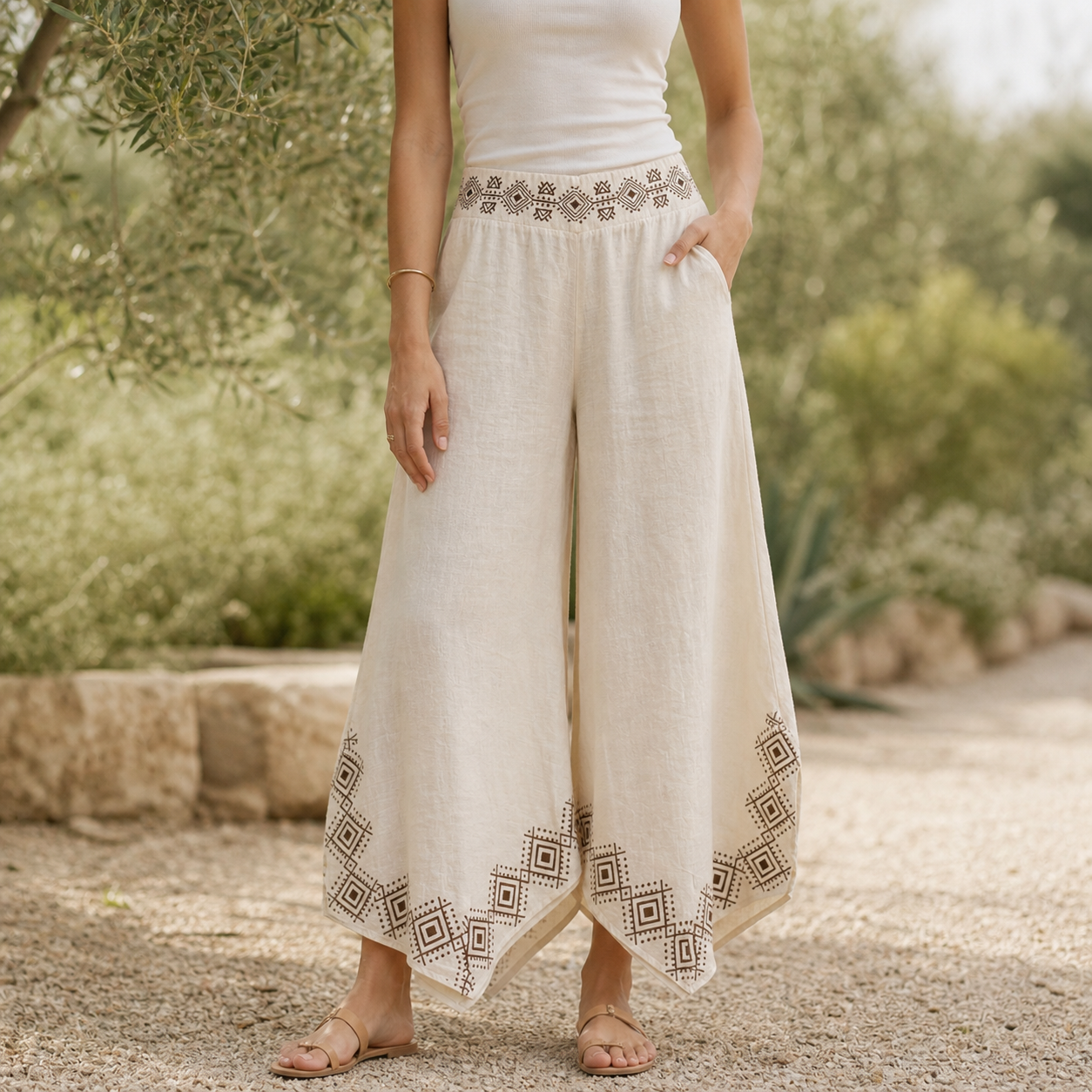 Radha Cotton Pants - Warm cream