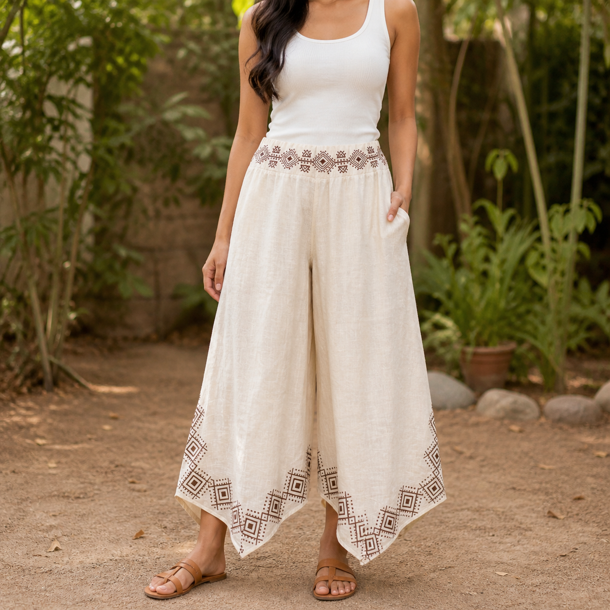 Radha Cotton Pants - Warm cream