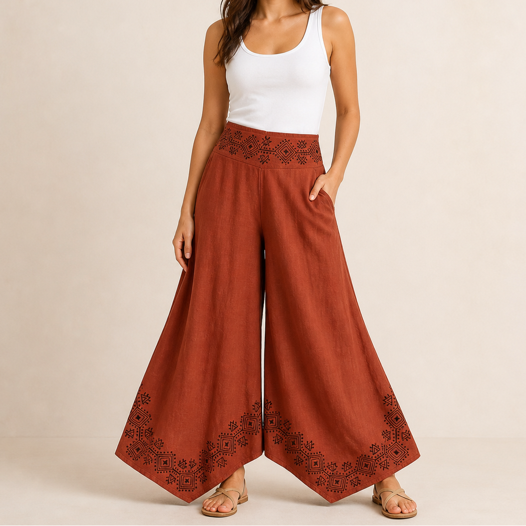 Radha Cotton Pants - Rust Orange