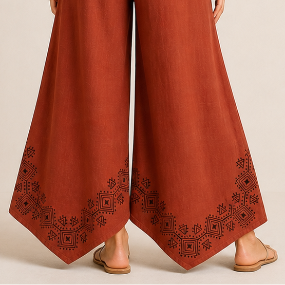 Radha Cotton Pants - Rust Orange