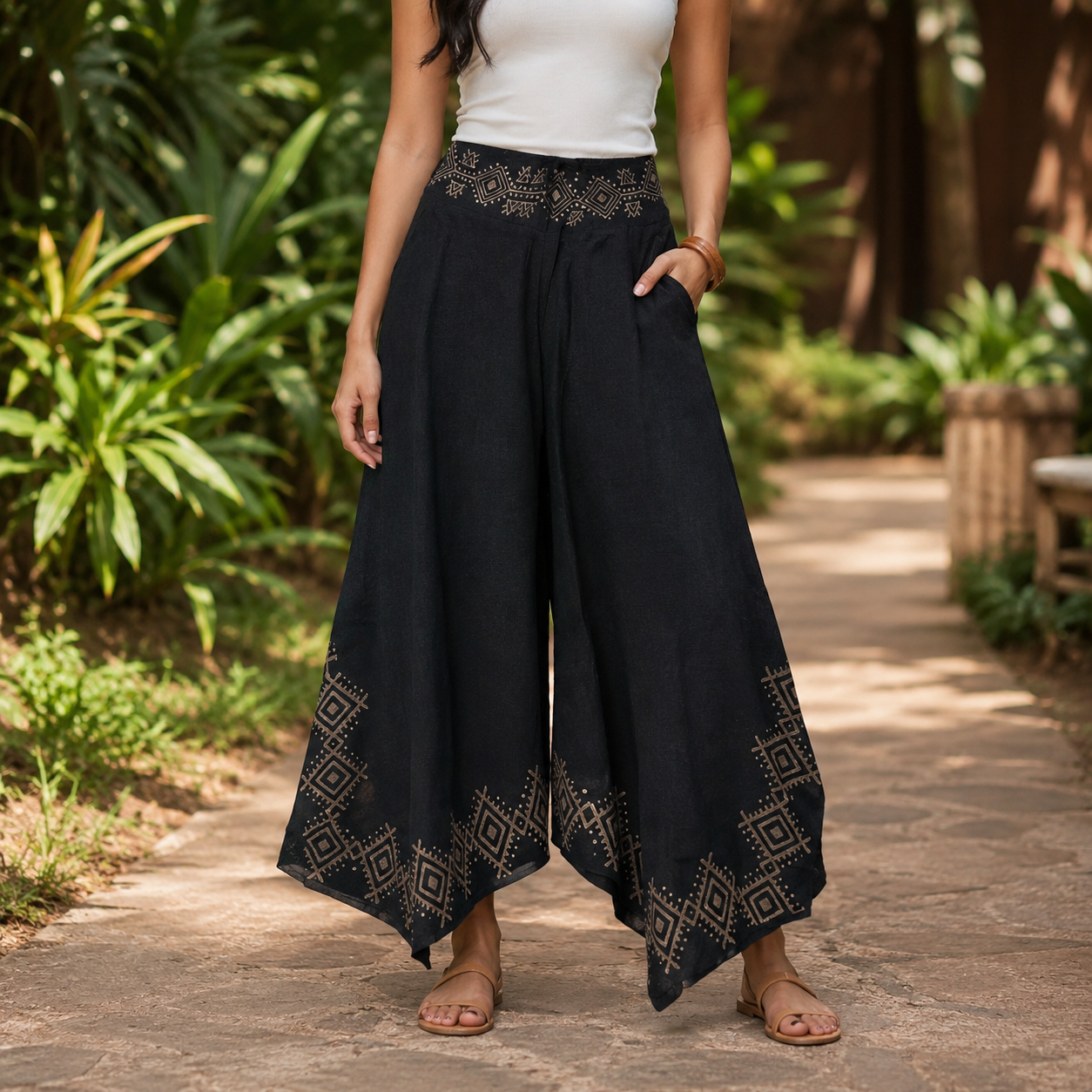 Radha Cotton Pants - Midnight Black