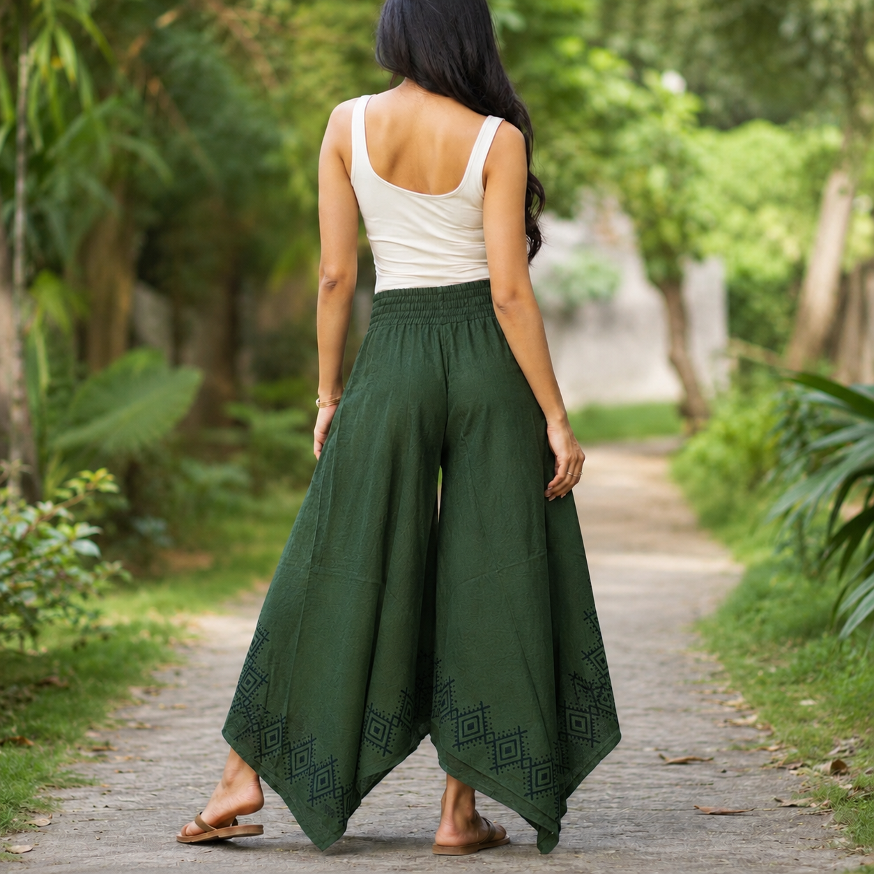Radha Cotton Pants - Forest