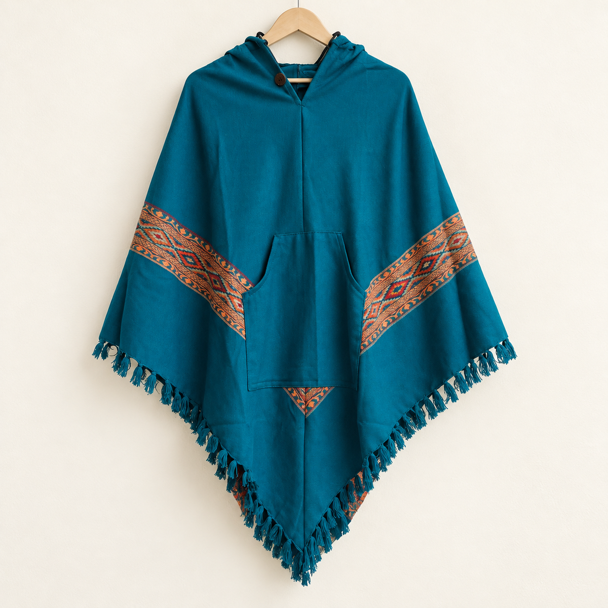 Pahadi Kullu Poncho- Firozi