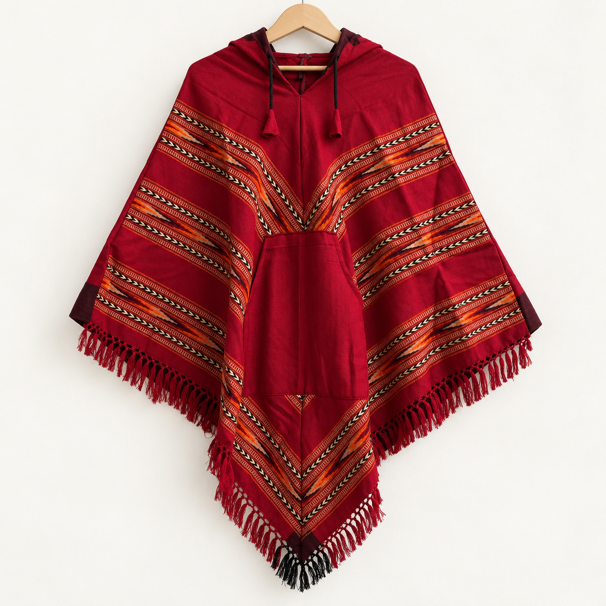 Pahadi Poncho 3 Patti with Hood - Maroon