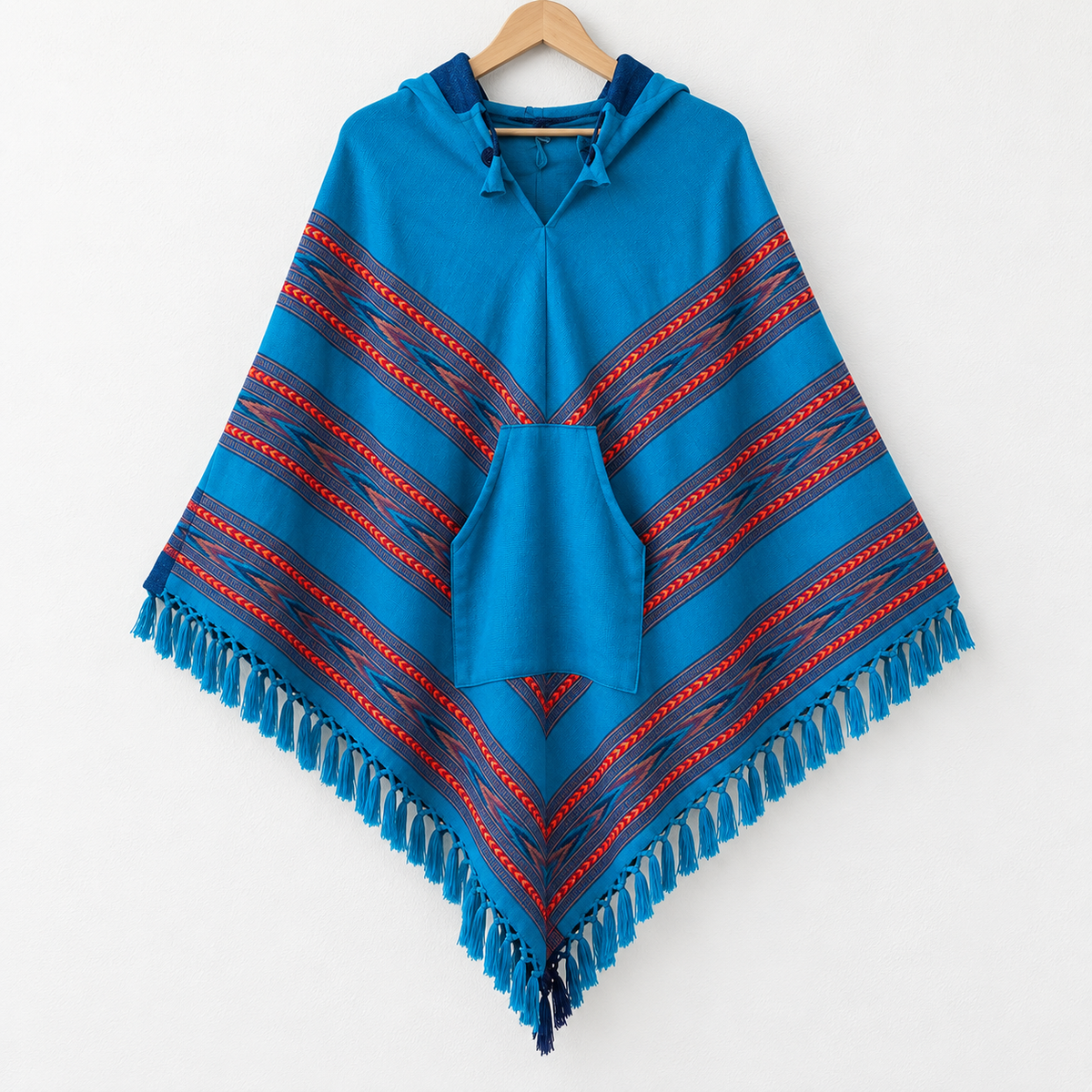 Pahadi Poncho 3 Patti with Hood - Sea
