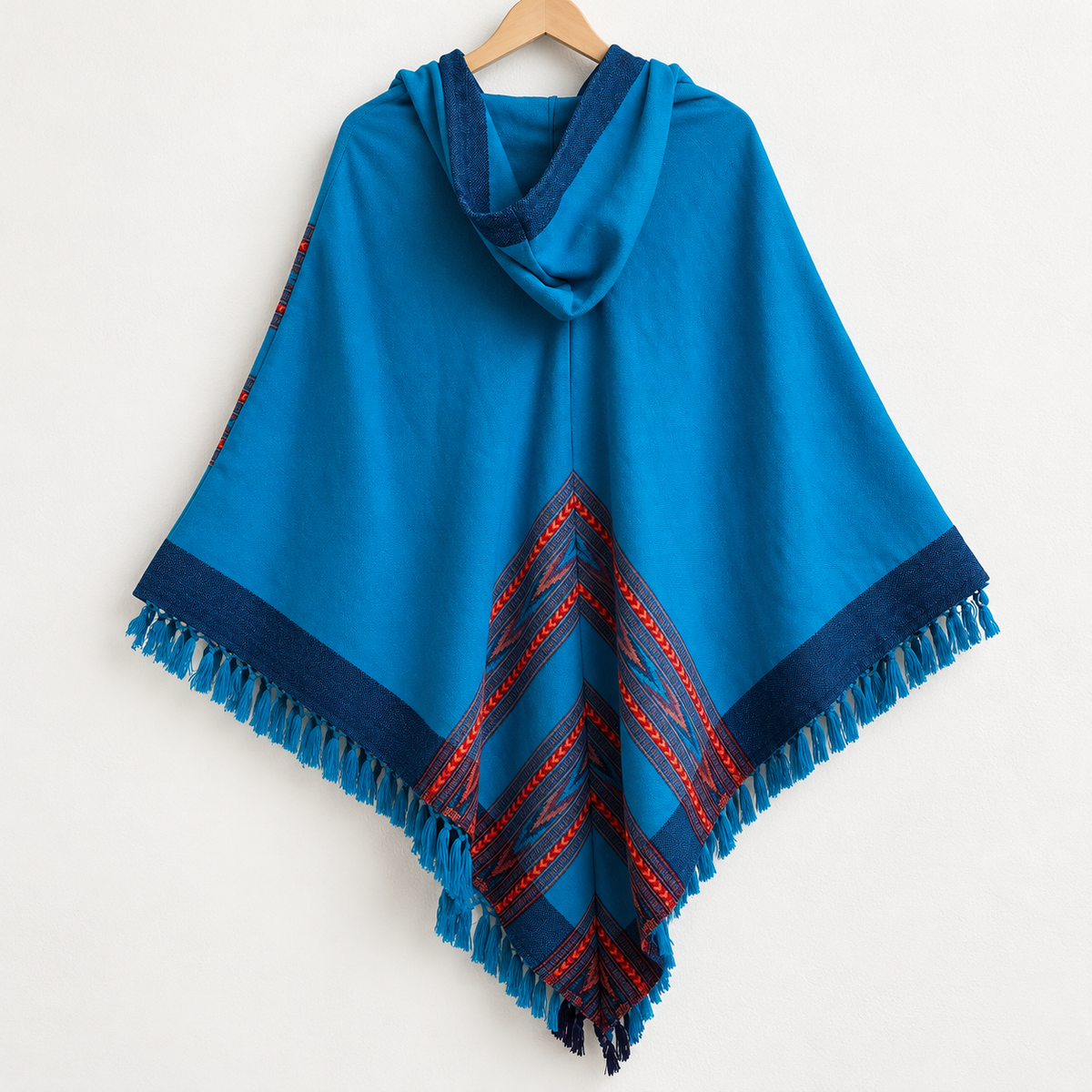 Pahadi Poncho 3 Patti with Hood - Sea