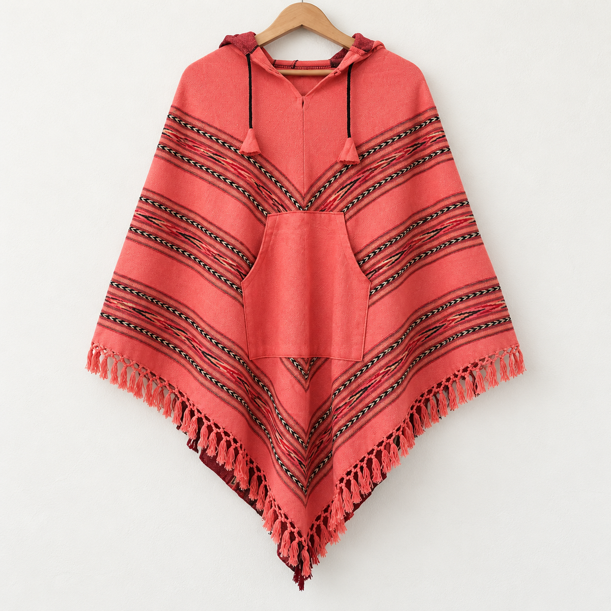Pahadi Poncho 3 Patti with Hood - Peach