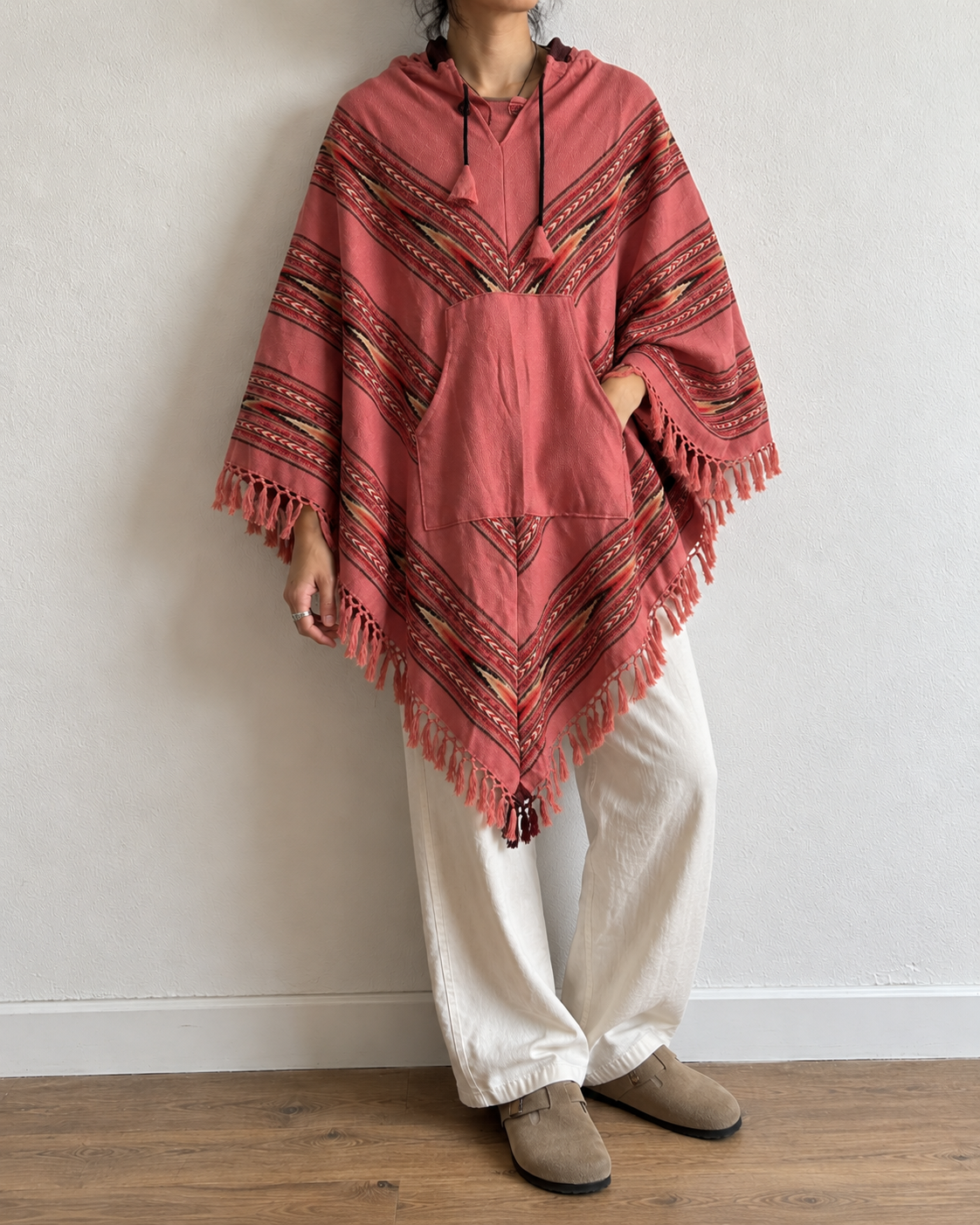 Pahadi Poncho 3 Patti with Hood - Peach