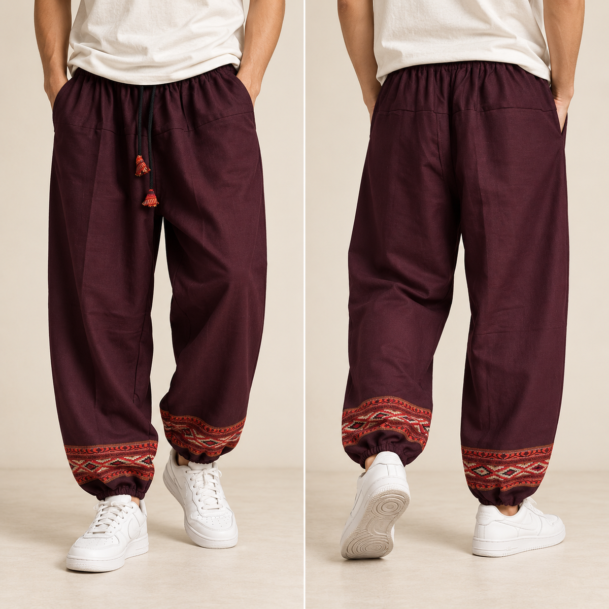 Woollen Pahadi Kullu Pants- Maroon