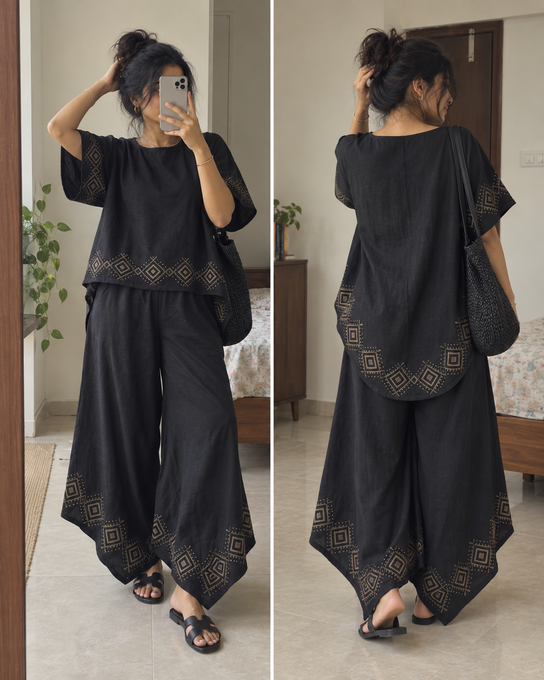 MiMi Cotton Co-ord Set - Midnight Black