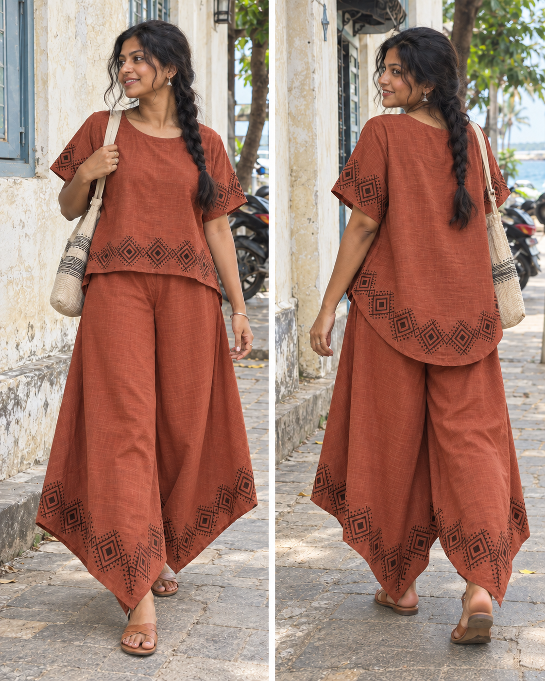 MiMi Cotton Co-ord Set - Rust Orange