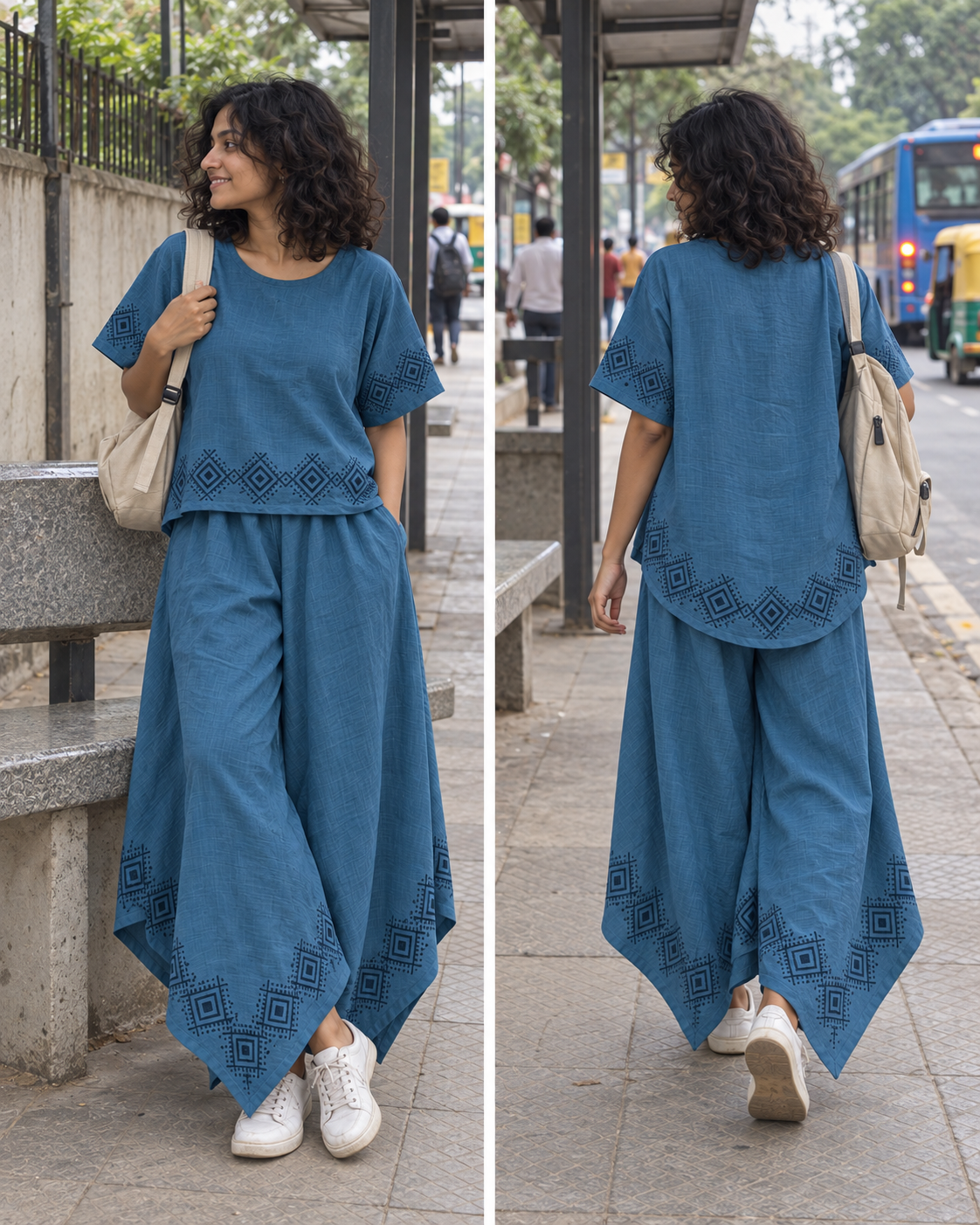 MiMi Cotton Co-ord Set - Teal Blue