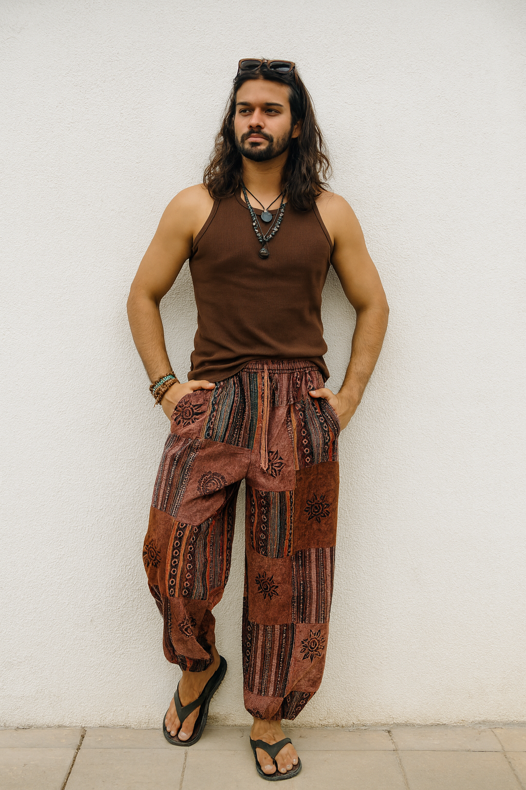 Himalayan Patchwork Pants - Coffee